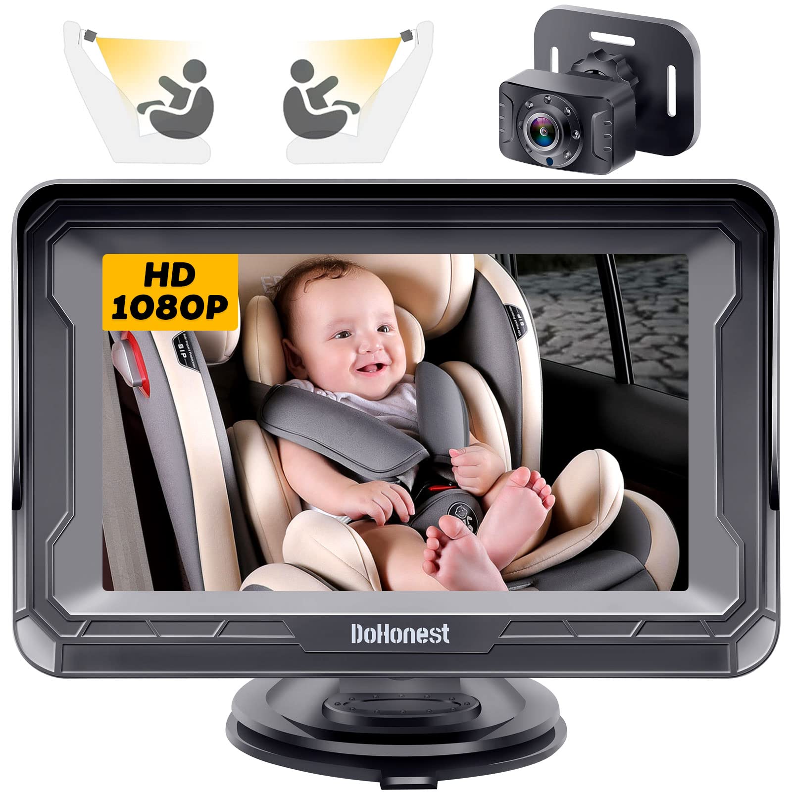 DoHonest Baby Car Camera HD 1080P – Rear-Facing Baby Monitor with Night Vision and Adjustable Viewing Angle thumbnail 2