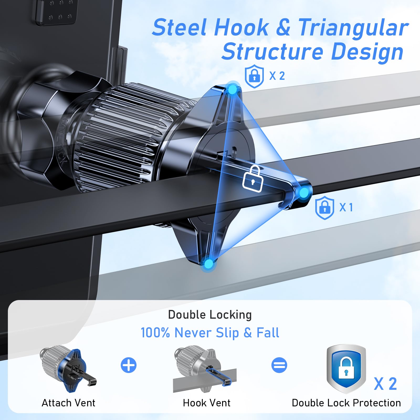 Blukar Car Phone Holder Mount with 2025 Metal Hook Clip and 360° Rotation thumbnail 3