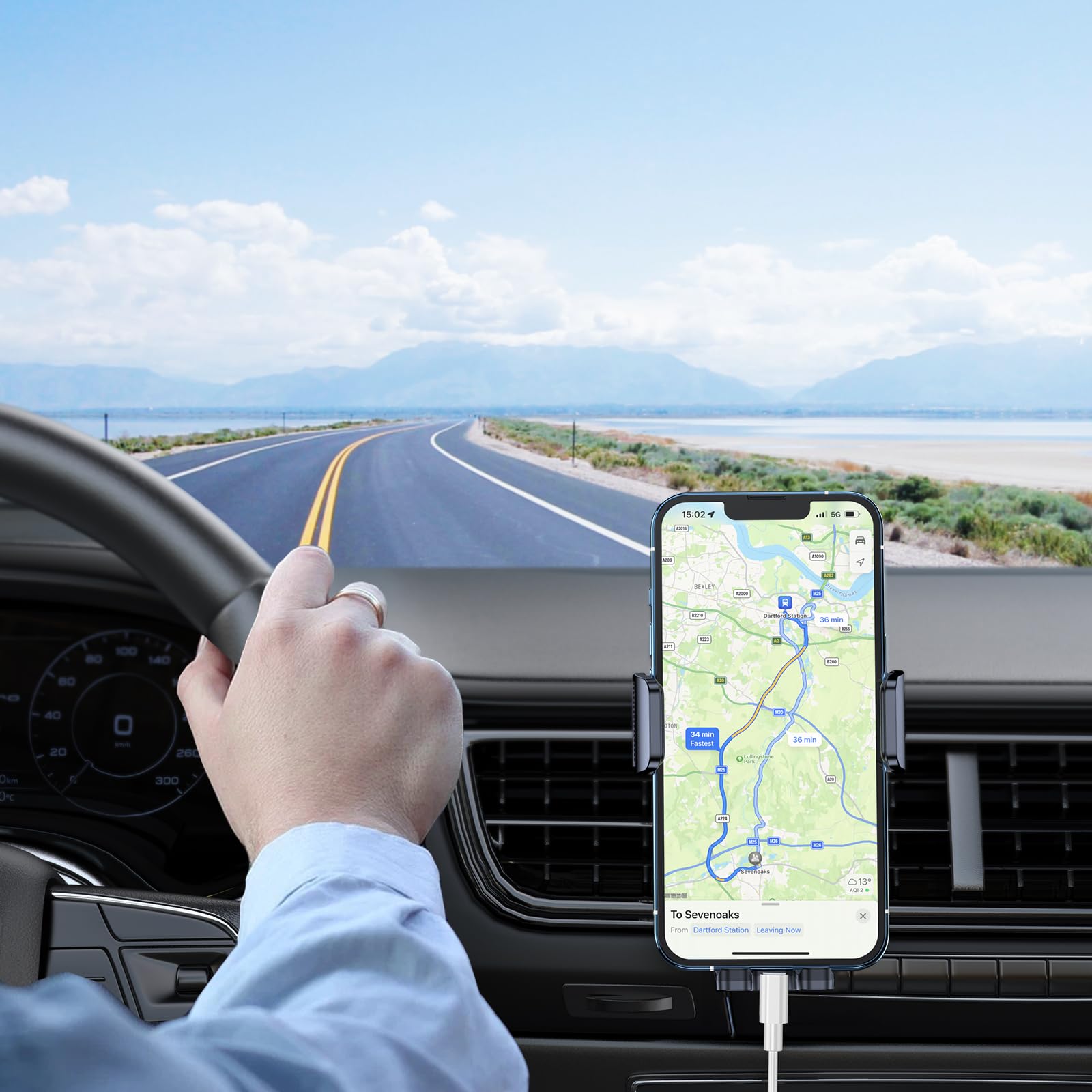 Blukar Car Phone Holder Mount with 2025 Metal Hook Clip and 360° Rotation thumbnail 2