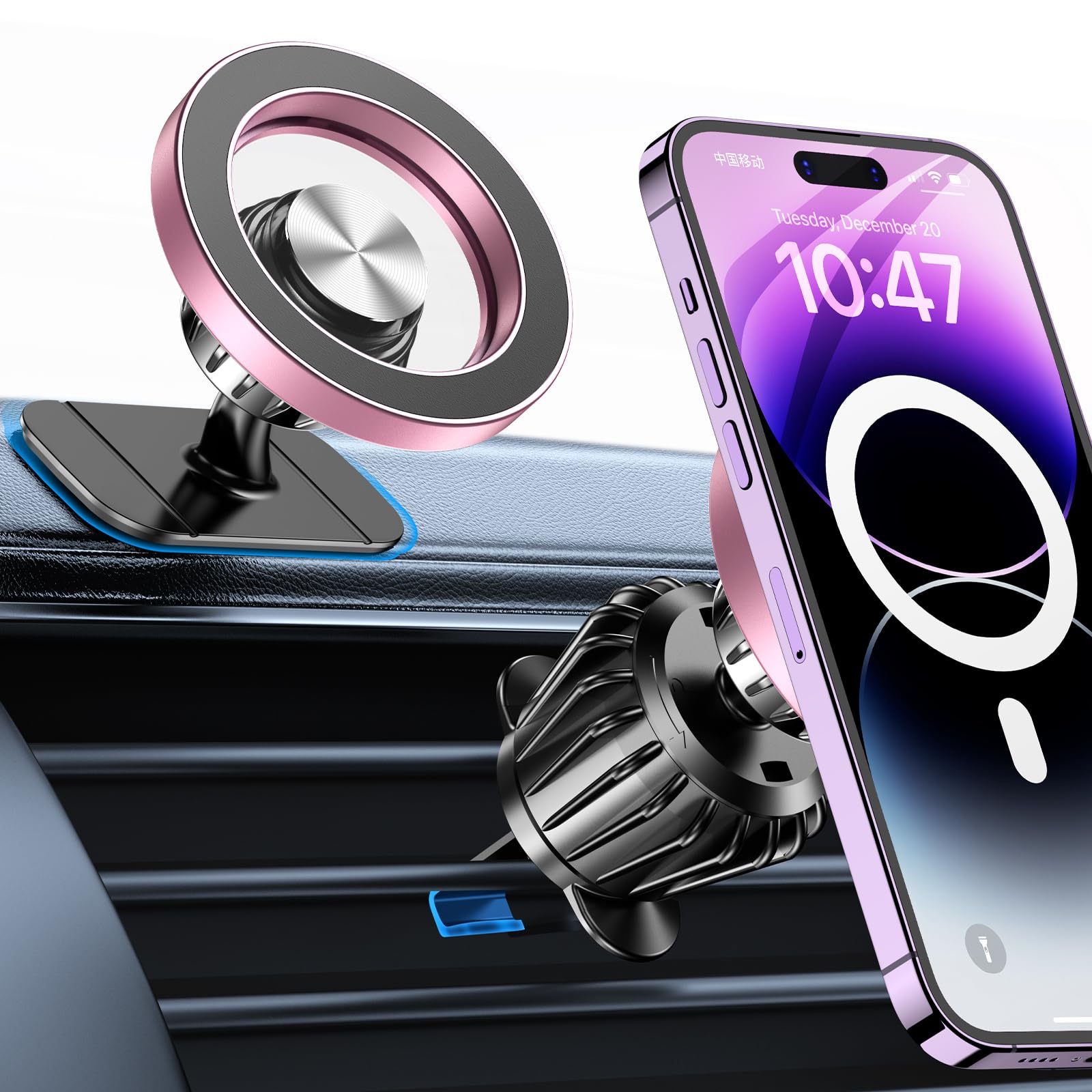Kaistyle MagSafe Car Mount with 20 Strong Magnets – Secure Magnetic Phone Holder for iPhone 14-17 and Android Devices thumbnail 4