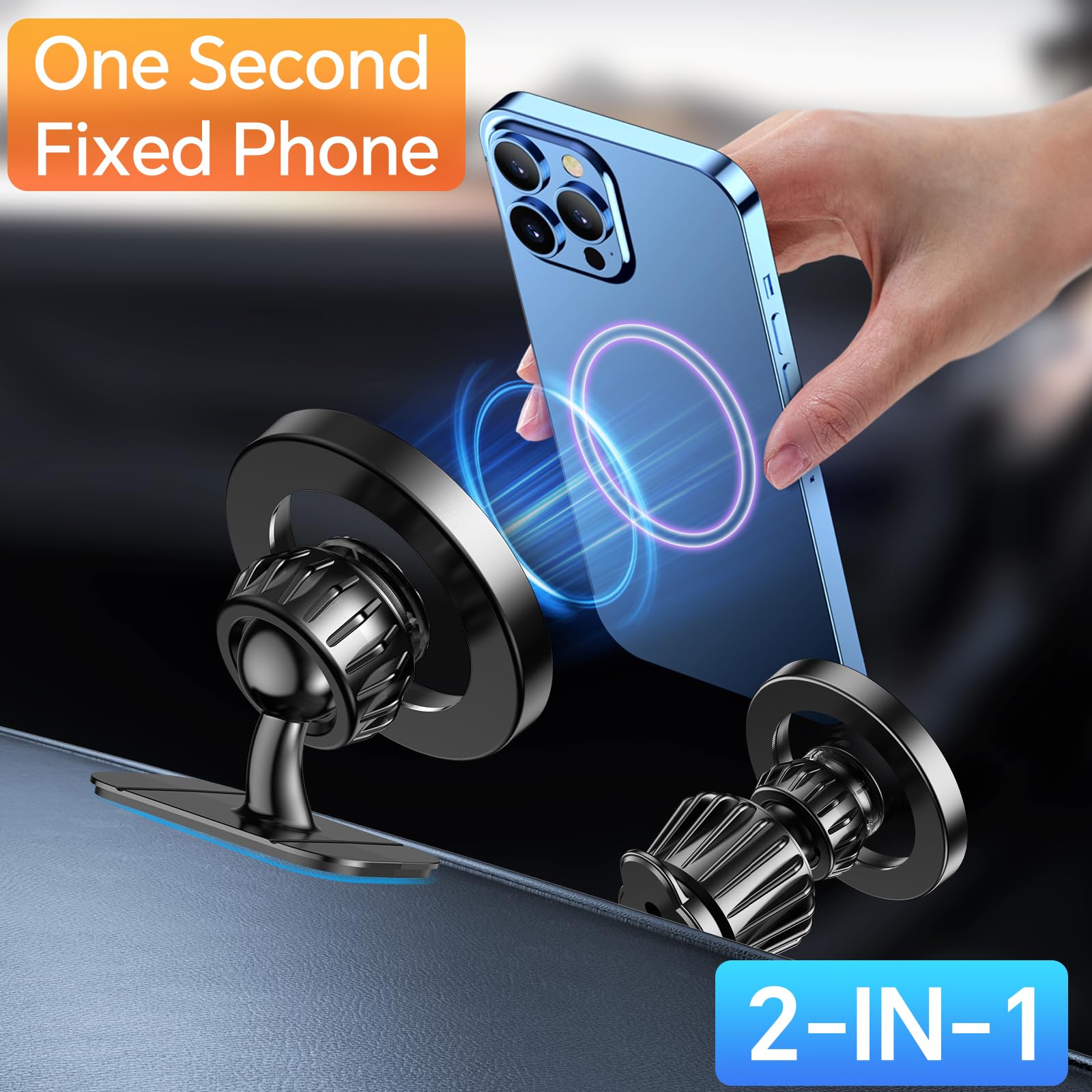 Kaistyle MagSafe Car Mount with 20 Strong Magnets – Secure Magnetic Phone Holder for iPhone 14-17 and Android Devices image 1