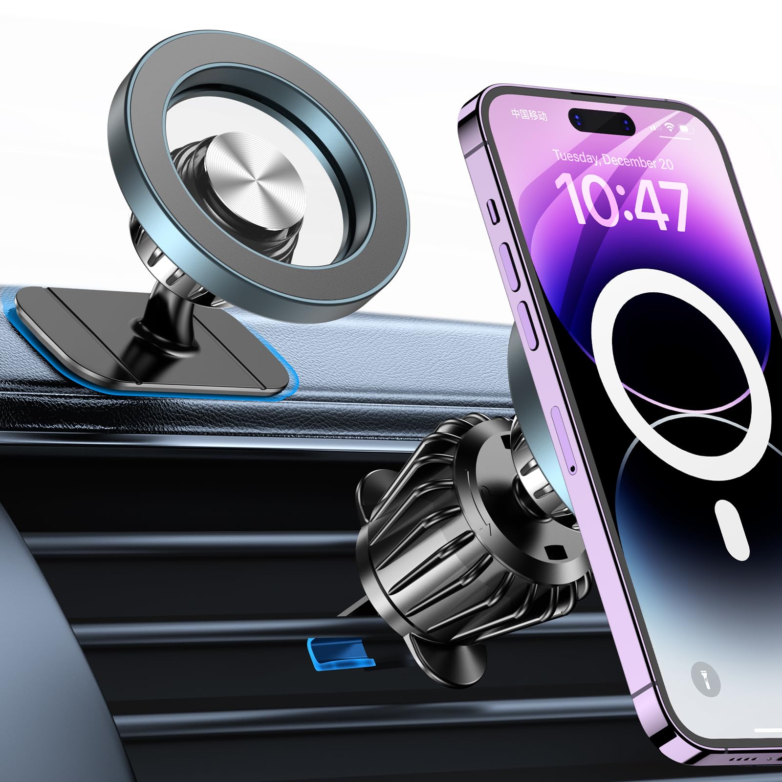 Kaistyle MagSafe Car Mount with 20 Strong Magnets – Secure Magnetic Phone Holder for iPhone 14-17 and Android Devices thumbnail 3
