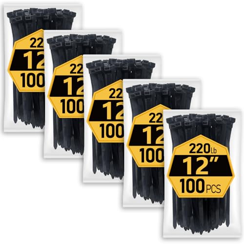 ANOSON Zip Ties Assorted Sizes - 400 Pack, UV Resistant Black Cable Ties thumbnail 3