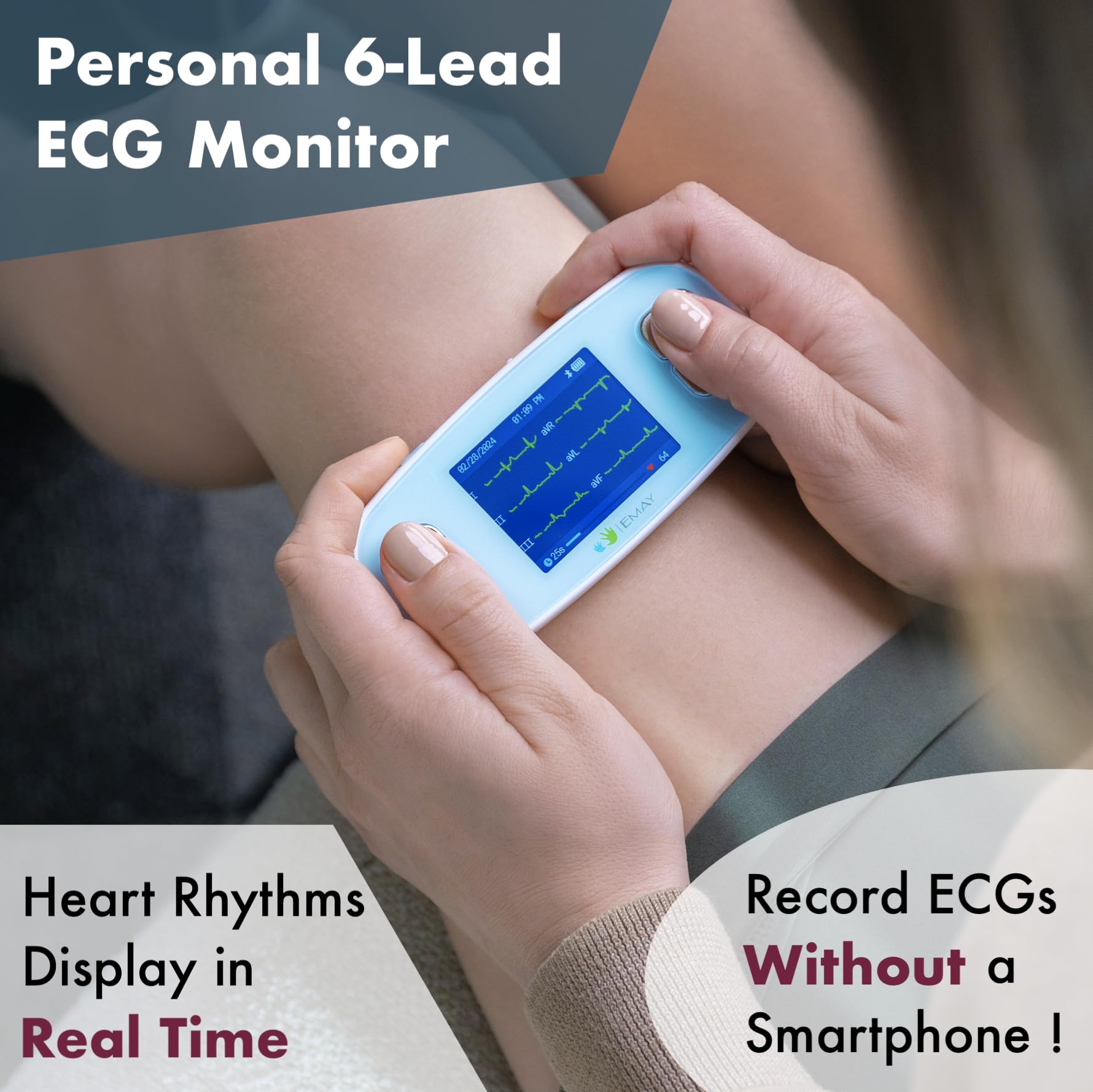 EMAY 6L Portable ECG Monitor – Multi-Channel Heart Health Tracking with Smartphone and PC Compatibility thumbnail 3
