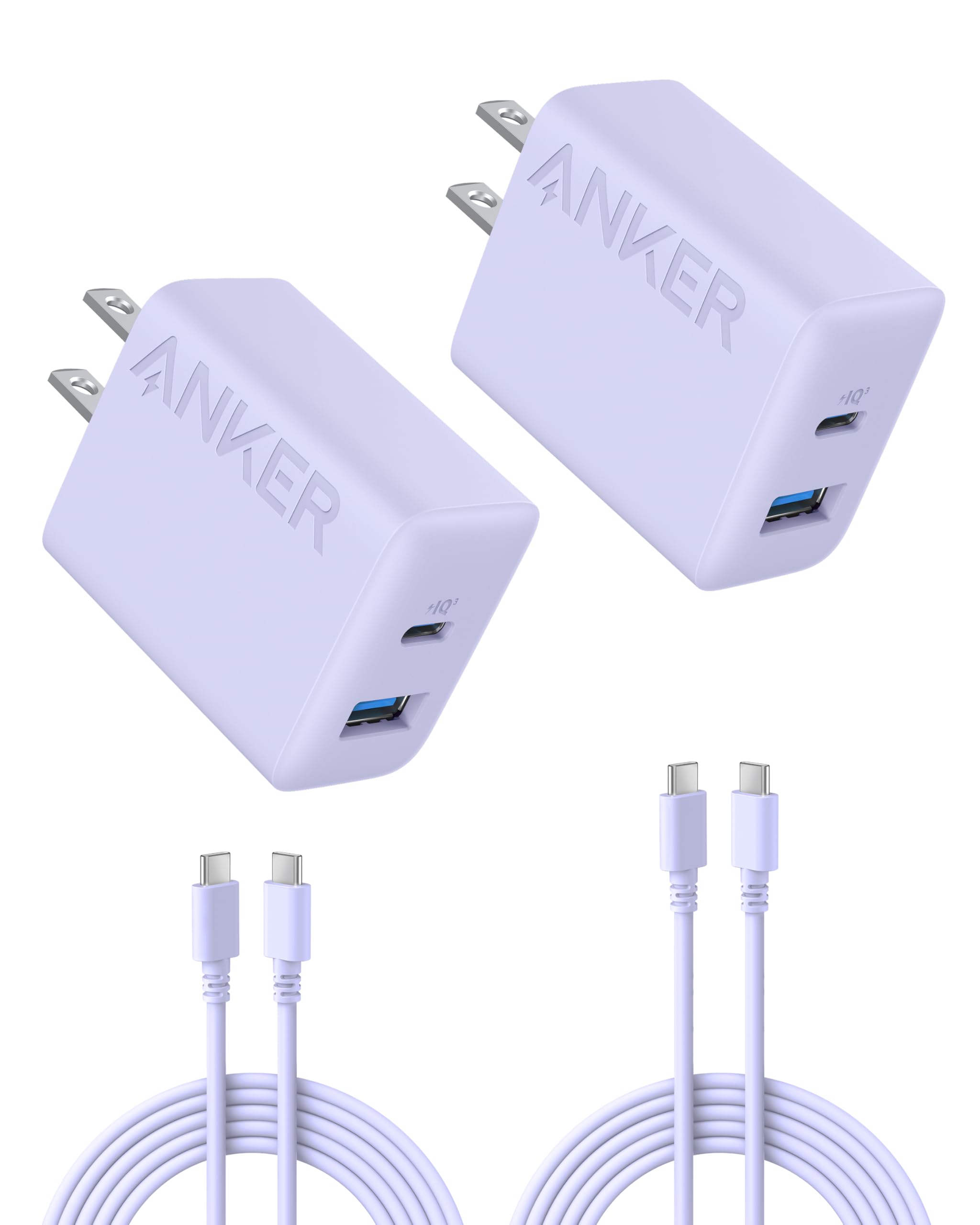 Anker 20W Fast USB-C Charger 2-Pack with Dual Ports and Cables thumbnail 4
