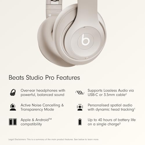 Beats Studio Pro Premium Wireless Over-Ear Headphones – Superior Sound and Long Battery Life thumbnail 3