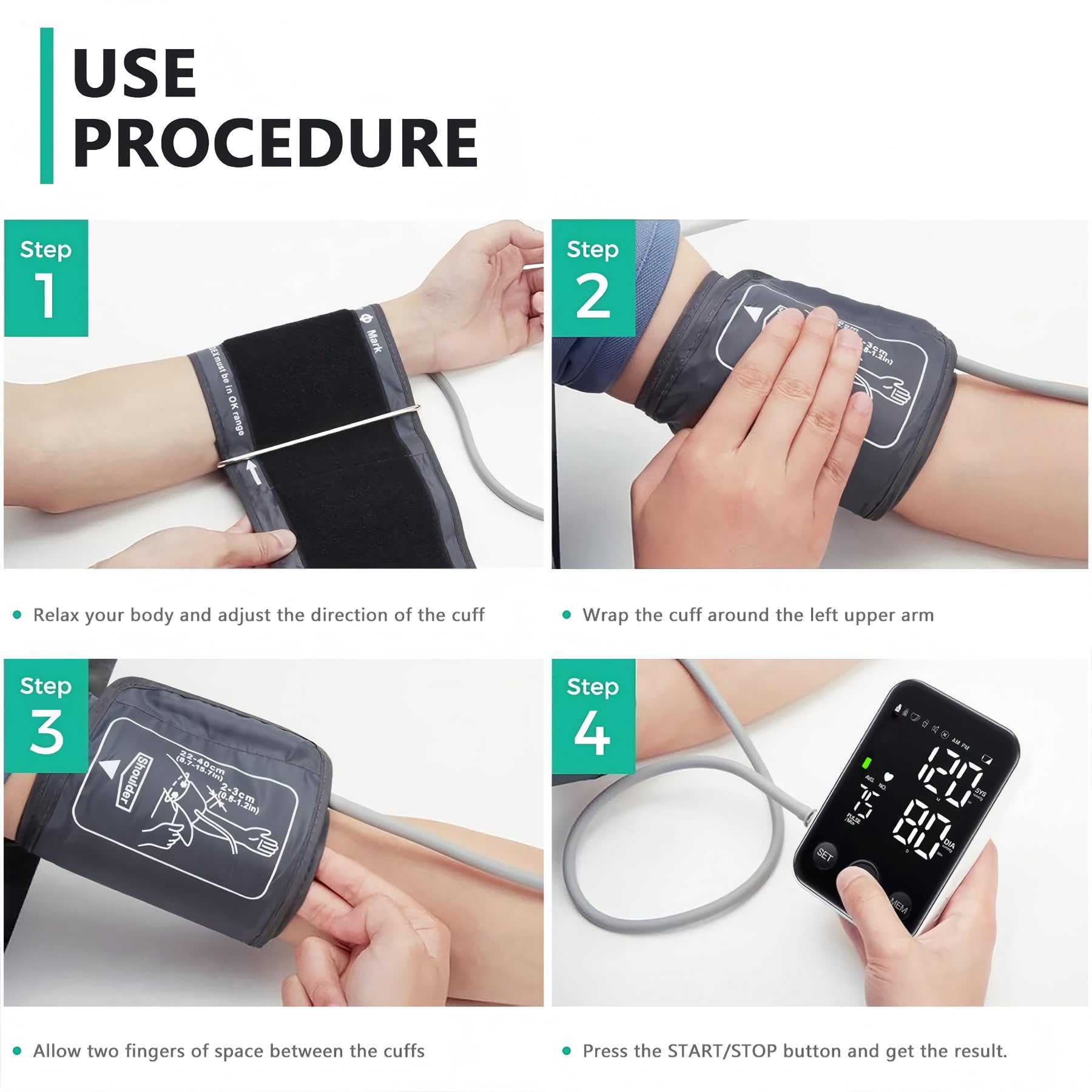 Oklar Upper Arm Blood Pressure Monitor with Dual User Memory and Large LED Display thumbnail 3