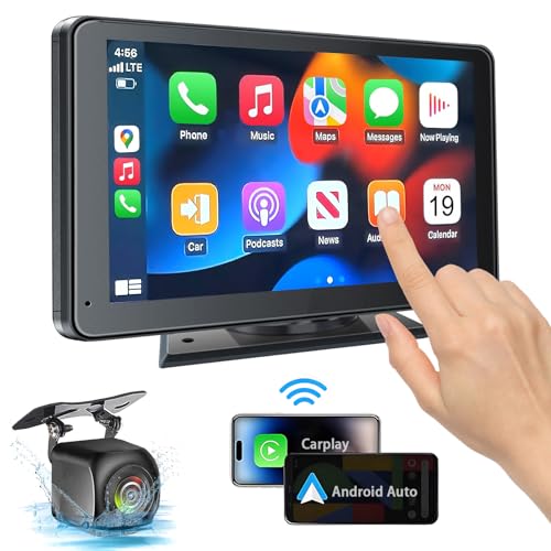 PASLDA Portable Wireless CarPlay & Android Auto 7" HD Touchscreen Car Stereo with Backup Camera thumbnail 2