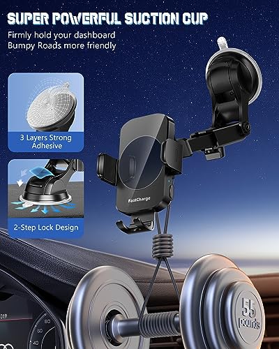 Wireless Car Charger & 3-in-1 Phone Mount for Fast Charging and Secure Hold thumbnail 3
