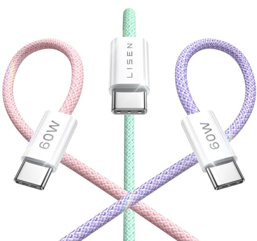 LISEN USB C to USB C Cable 5-Pack – Fast Charging and Durable Braided Cords thumbnail 3