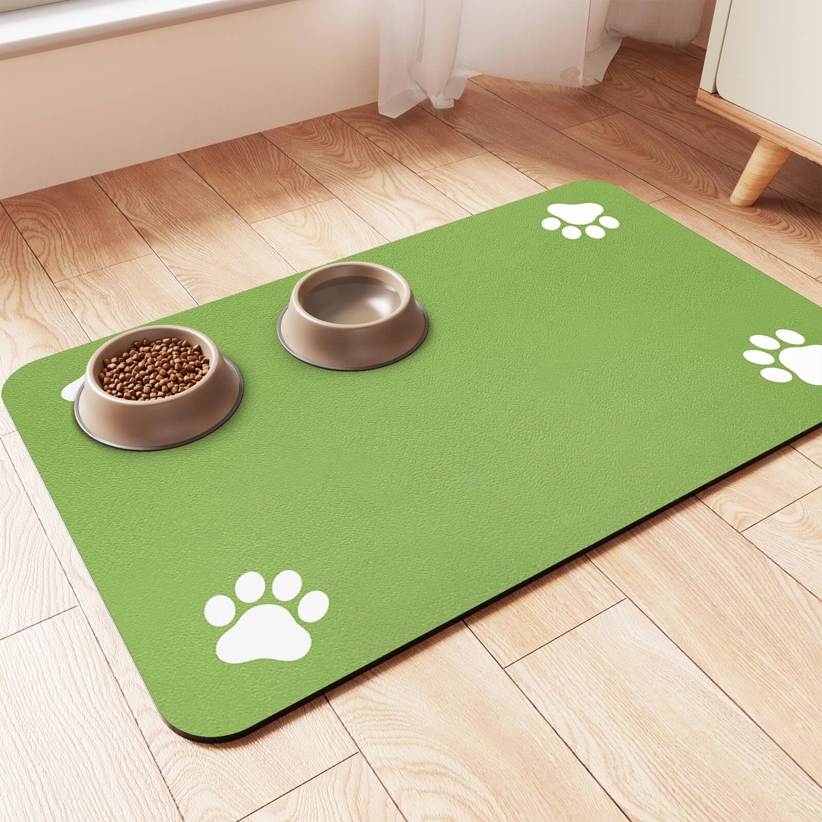 Absorbent and Waterproof Pet Feeding Mat with Non-Slip Backing - 20"x12" Striped Dark Gray thumbnail 3