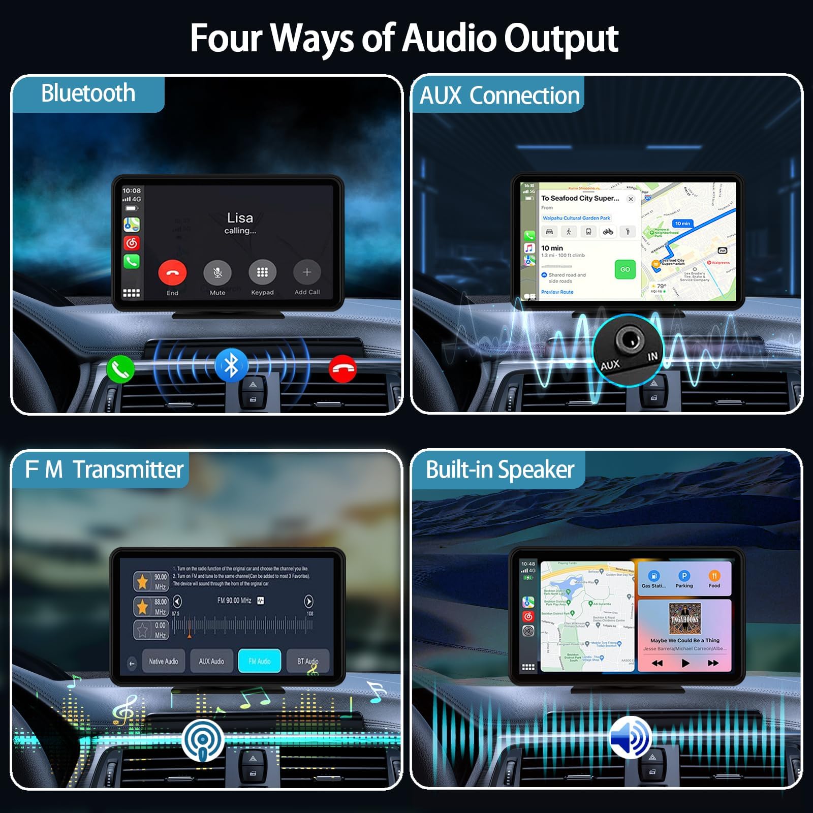 APOKAMORI 7" Wireless CarPlay & Android Auto Portable Touchscreen Car Stereo with Backup Camera thumbnail 2