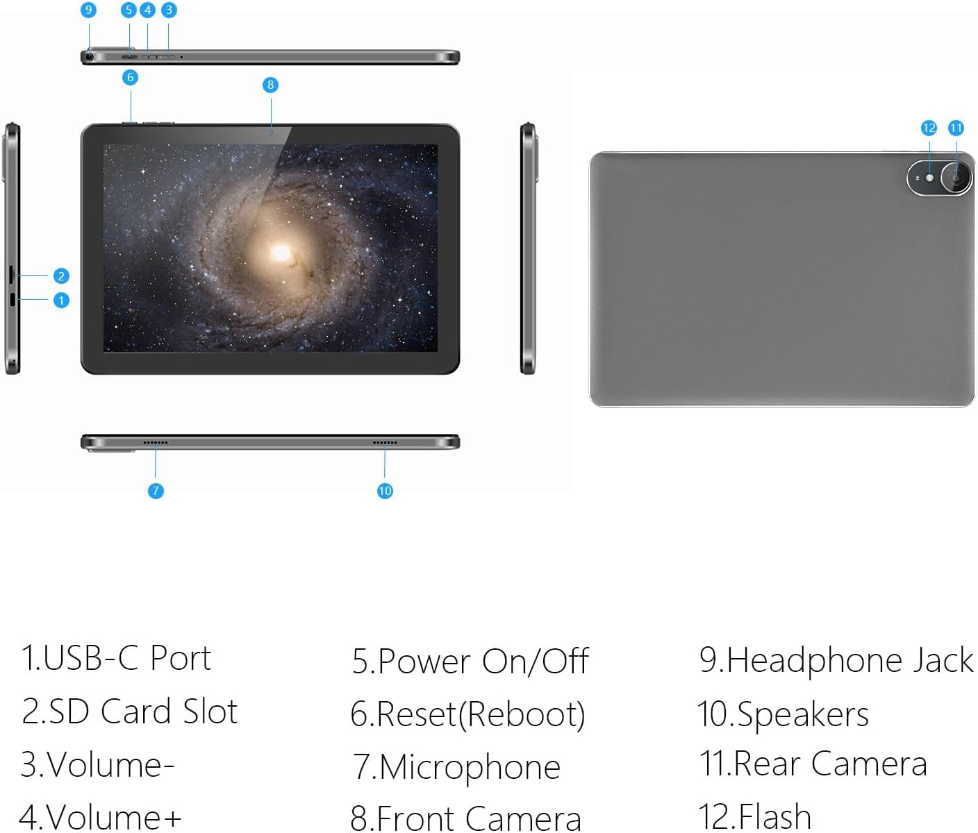 ECOPAD 10.1 Inch Android 15 Tablet with 12GB RAM and 64GB Storage thumbnail 4