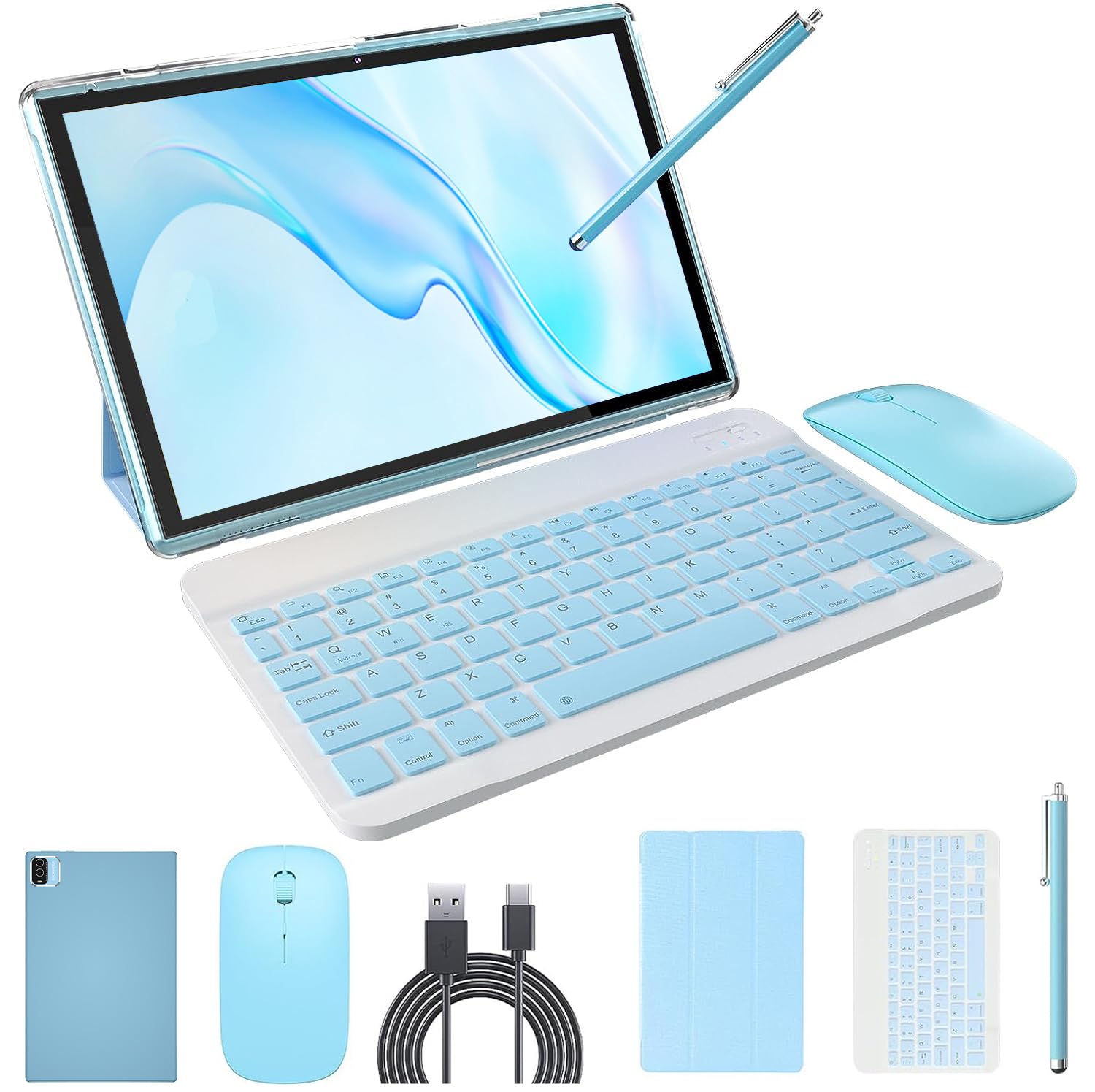 10 inch Android 15 Tablet 2-in-1 with Keyboard, Mouse, Stylus, and 8GB RAM + 64GB Storage thumbnail 4
