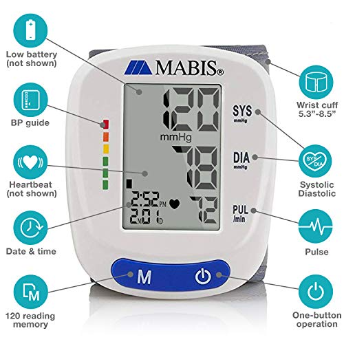 Mabis Digital Premium Wrist Blood Pressure Monitor with Automatic Wrist Cuff thumbnail 2