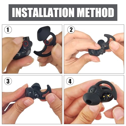 WKYMY Silicone Replacement Earbud Tips for Bose QuietComfort and Sport Earbuds - 3 Pairs (S, M, L) Black thumbnail 3