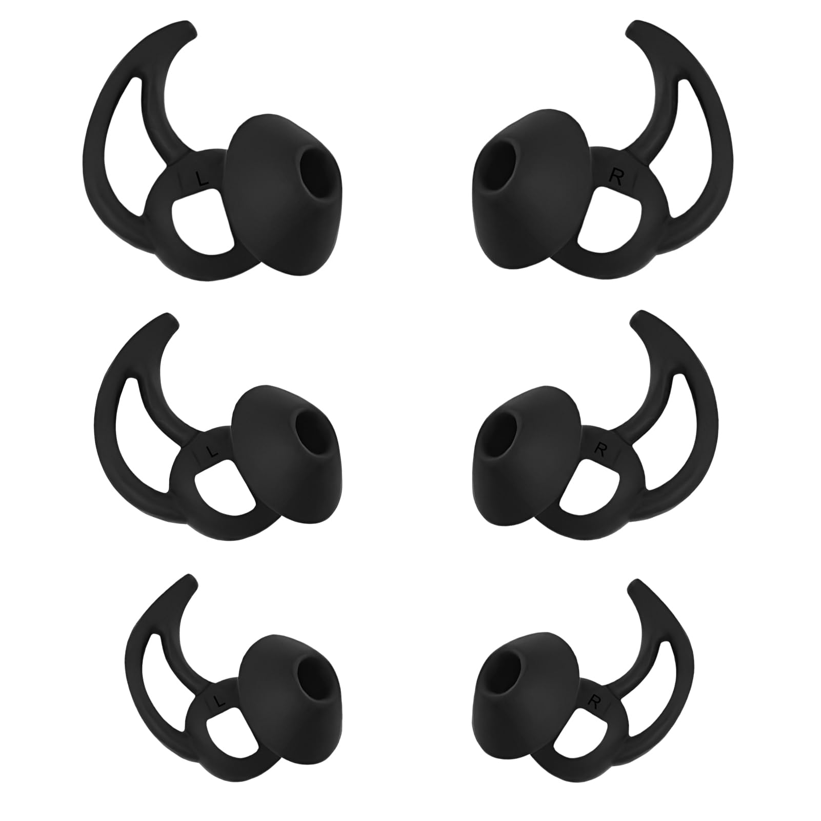 WKYMY Silicone Replacement Earbud Tips for Bose QuietComfort and Sport Earbuds - 3 Pairs (S, M, L) Black thumbnail 4