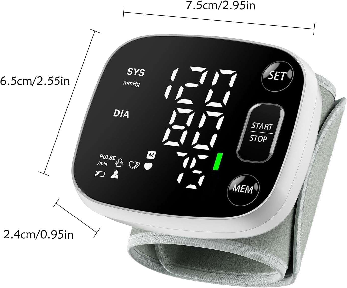 Oklar Rechargeable Wrist Blood Pressure Monitor with Voice Broadcast and Dual User Memory thumbnail 2