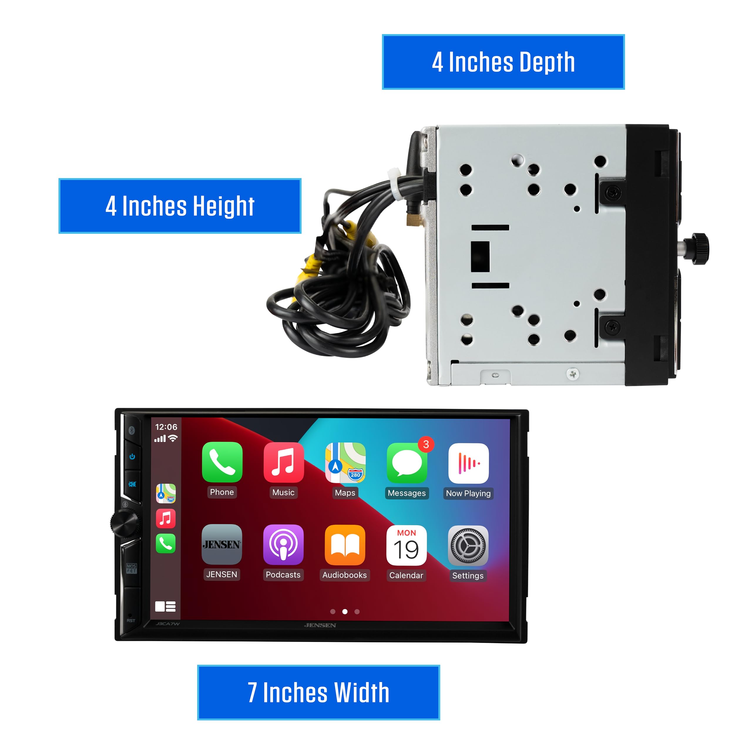 JENSEN J3CA7W 7-inch Wireless Apple CarPlay & Android Auto Double DIN Touchscreen Car Stereo thumbnail 3