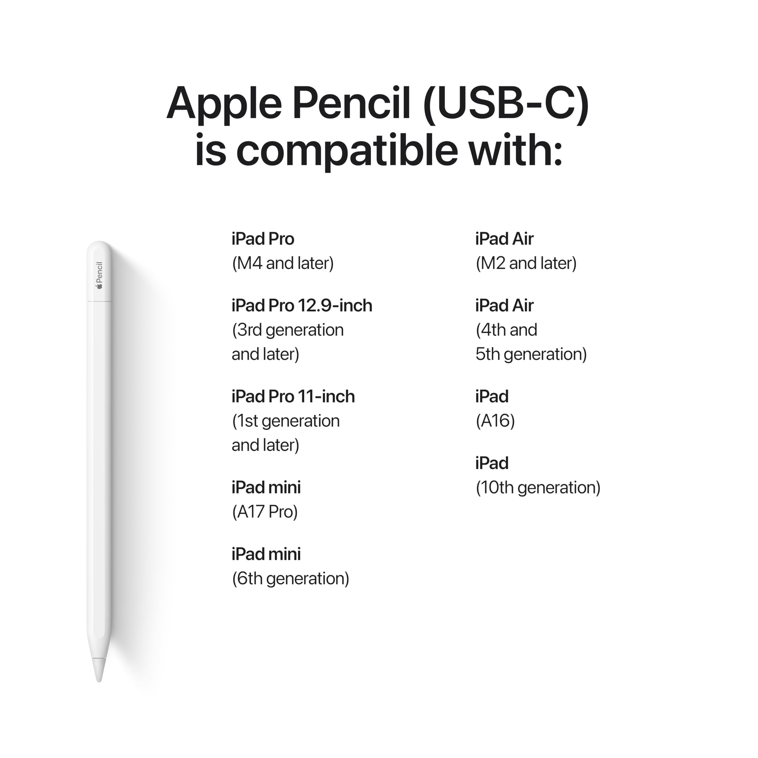 Apple Pencil (USB-C) – Precision Stylus for Compatible iPads