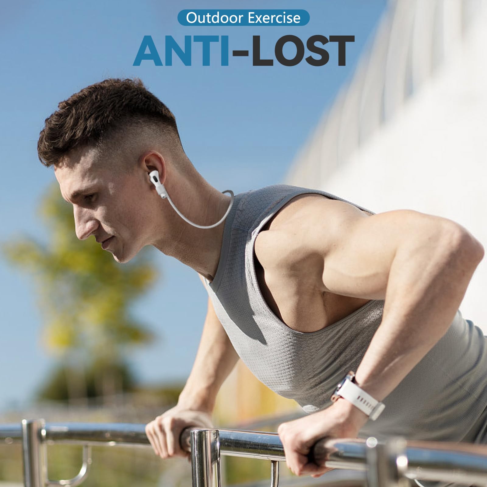 Ultra Strong Magnetic Anti-Lost Silicone Strap for AirPods - White thumbnail 2