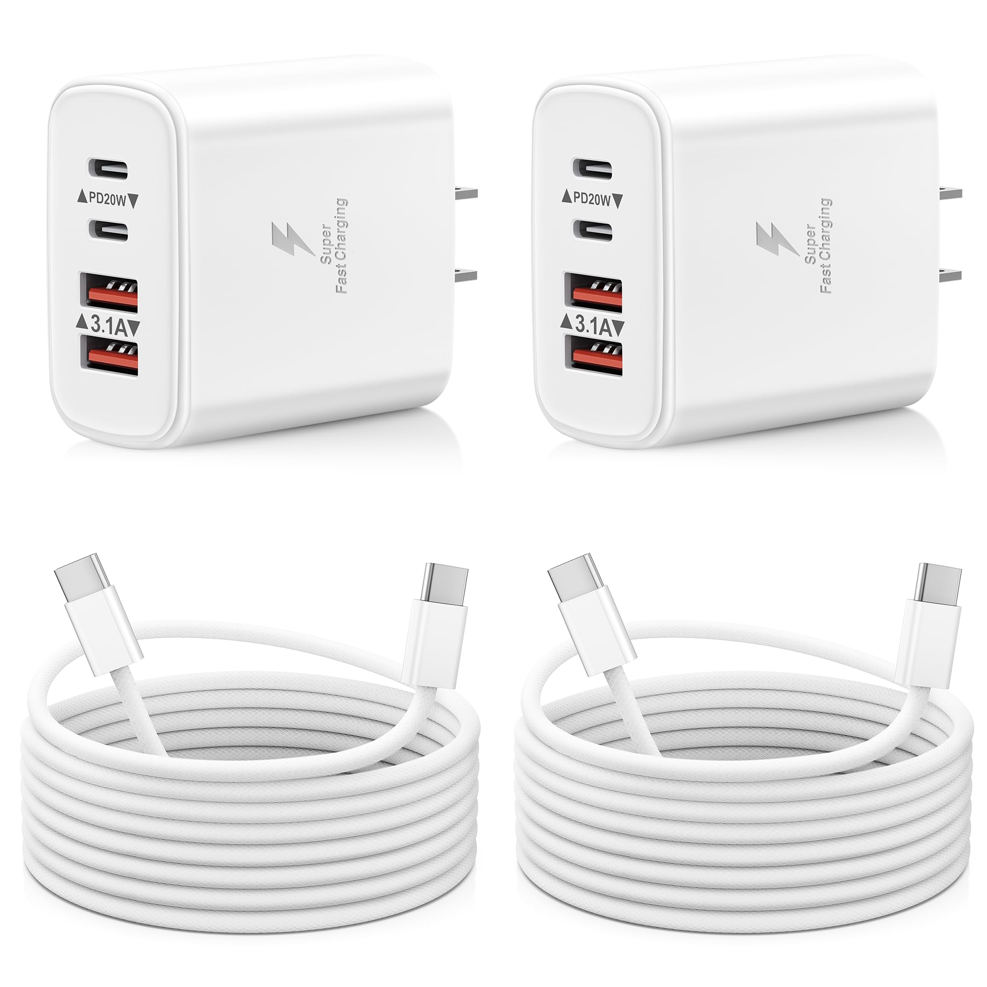BECHAGE 2-Pack 40W 4-Port USB C Wall Charger - Fast Charging Power Adapter thumbnail 4