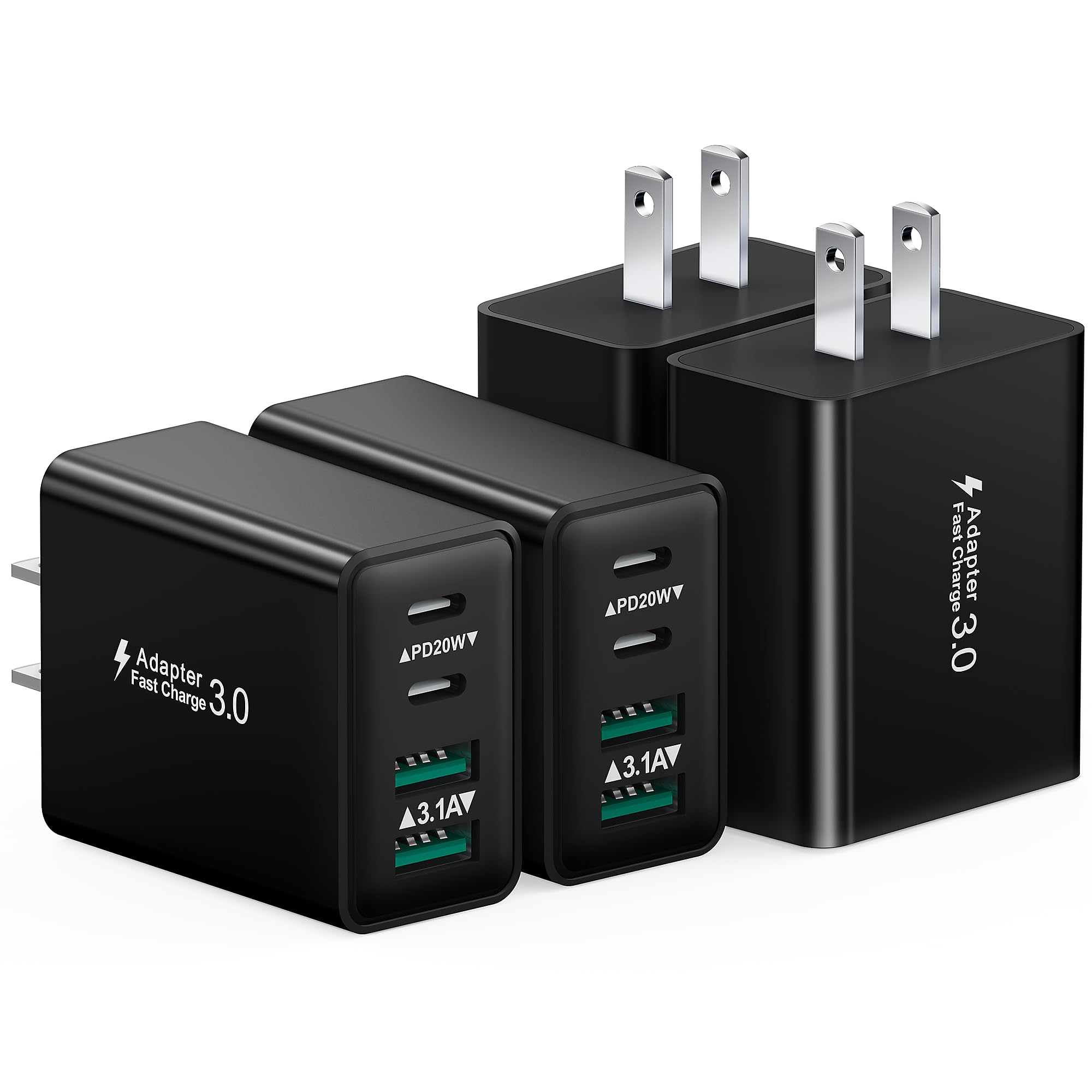 BECHAGE 2-Pack 40W 4-Port USB C Wall Charger - Fast Charging Power Adapter image 1