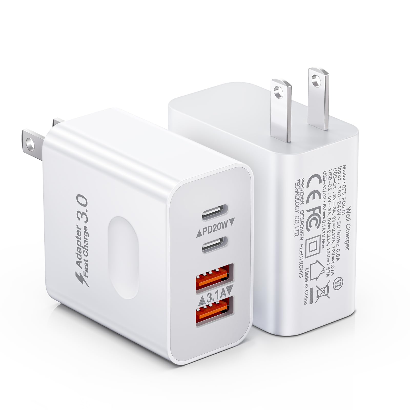 [2-Pack] 40W 4-Port USB C Wall Charger with Dual USB-C and USB-A Ports thumbnail 3