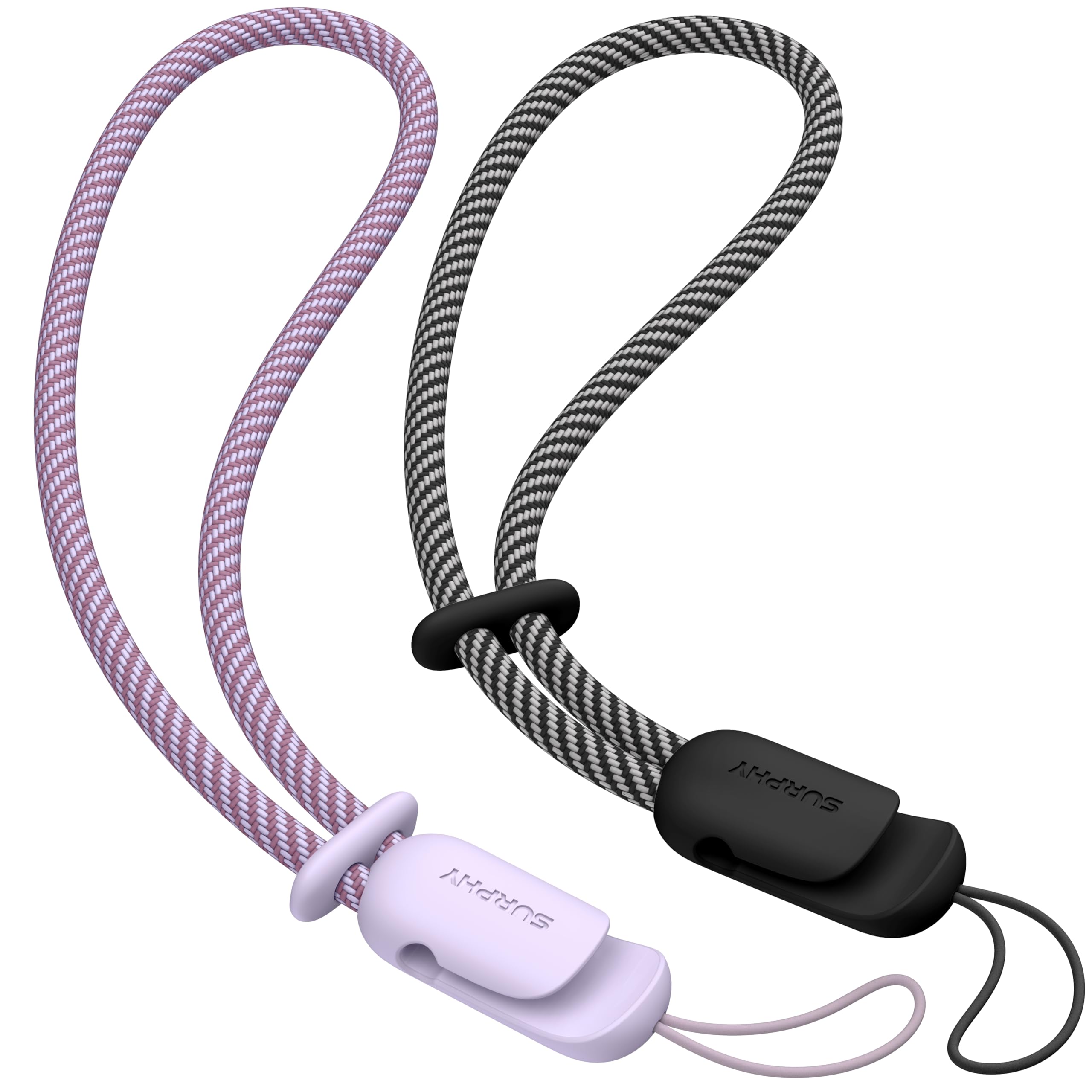 SURPHY 2 Pack Phone Lanyard with Braided Wrist Strap - Pink & Gray image 1