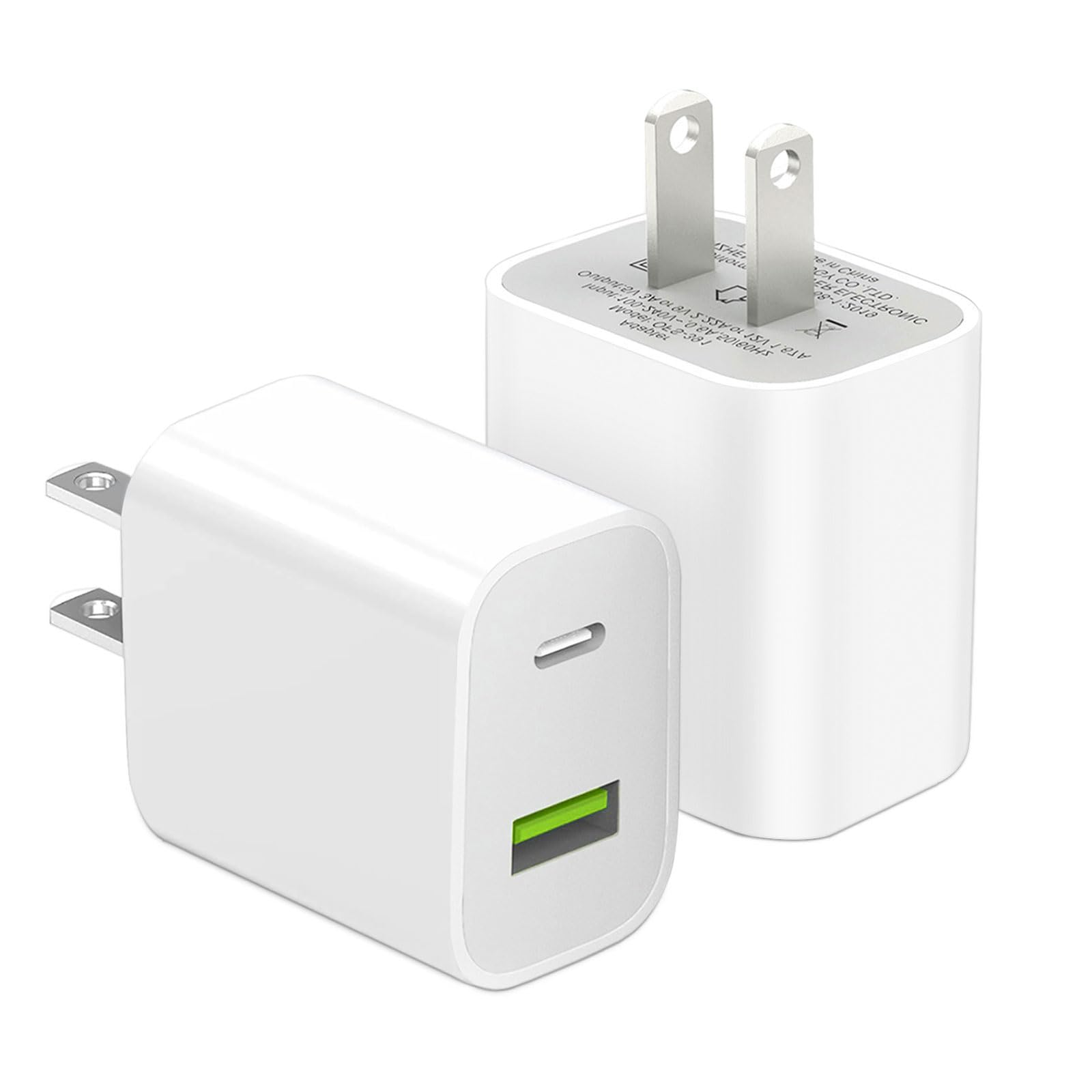 2 Pack USB C Charger Block, Dual Port 20W Fast Charging Adapter for iPhone and More