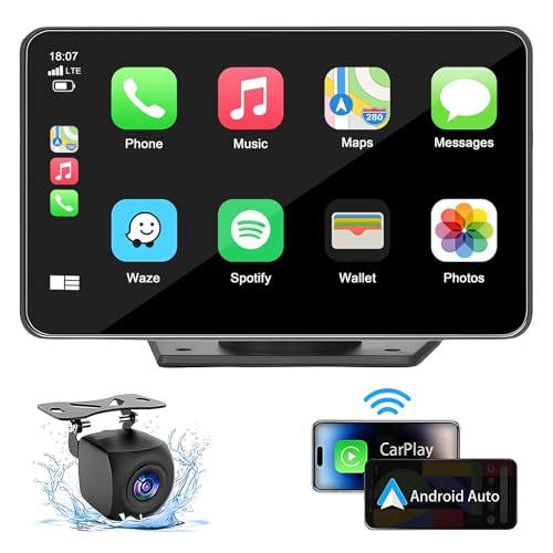 Capapro 7" HD Portable Wireless Carplay & Android Auto Double Din Car Stereo with GPS and Backup Camera thumbnail 4