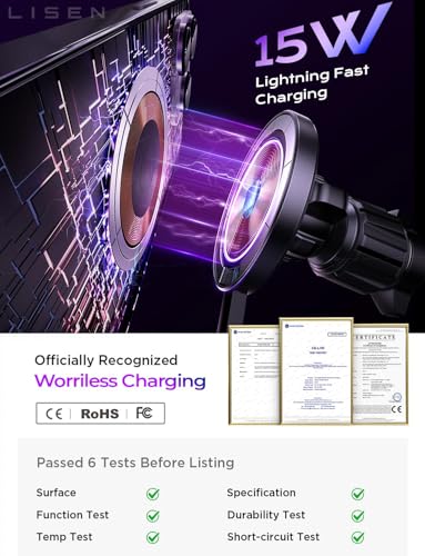 LISEN 15W MagSafe Wireless Car Mount Charger thumbnail 2