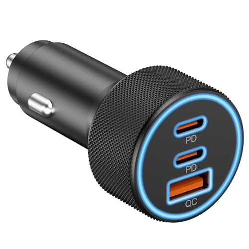 KENHAO 67W 3-Port USB-C & USB-A Car Charger with PD and QC Fast Charging thumbnail 4
