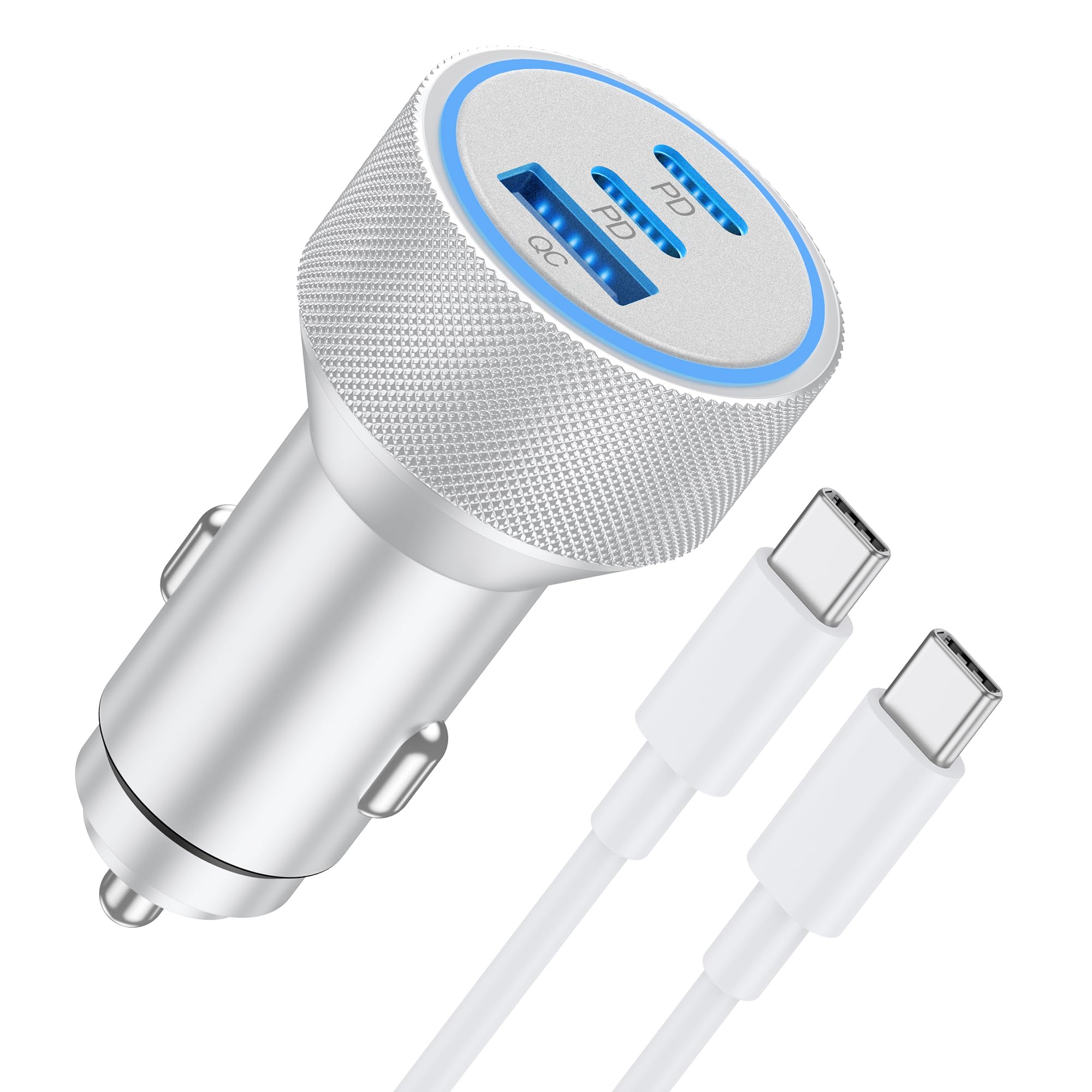 WODENTA 67W 3-Port Fast USB-C Car Charger with 3FT USB-C Cable for iPhone 17/16/15 Series and More thumbnail 2