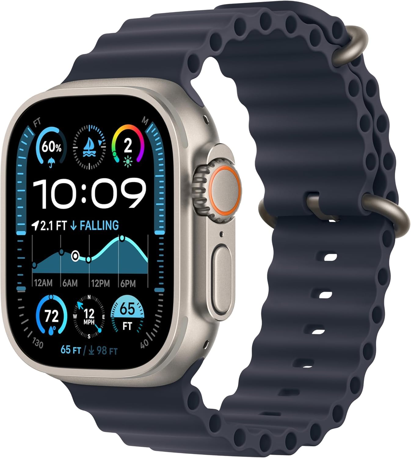 Apple Watch Ultra 2 GPS + Cellular, 49mm Titanium Case with Blue Ocean Band (Renewed) image 1