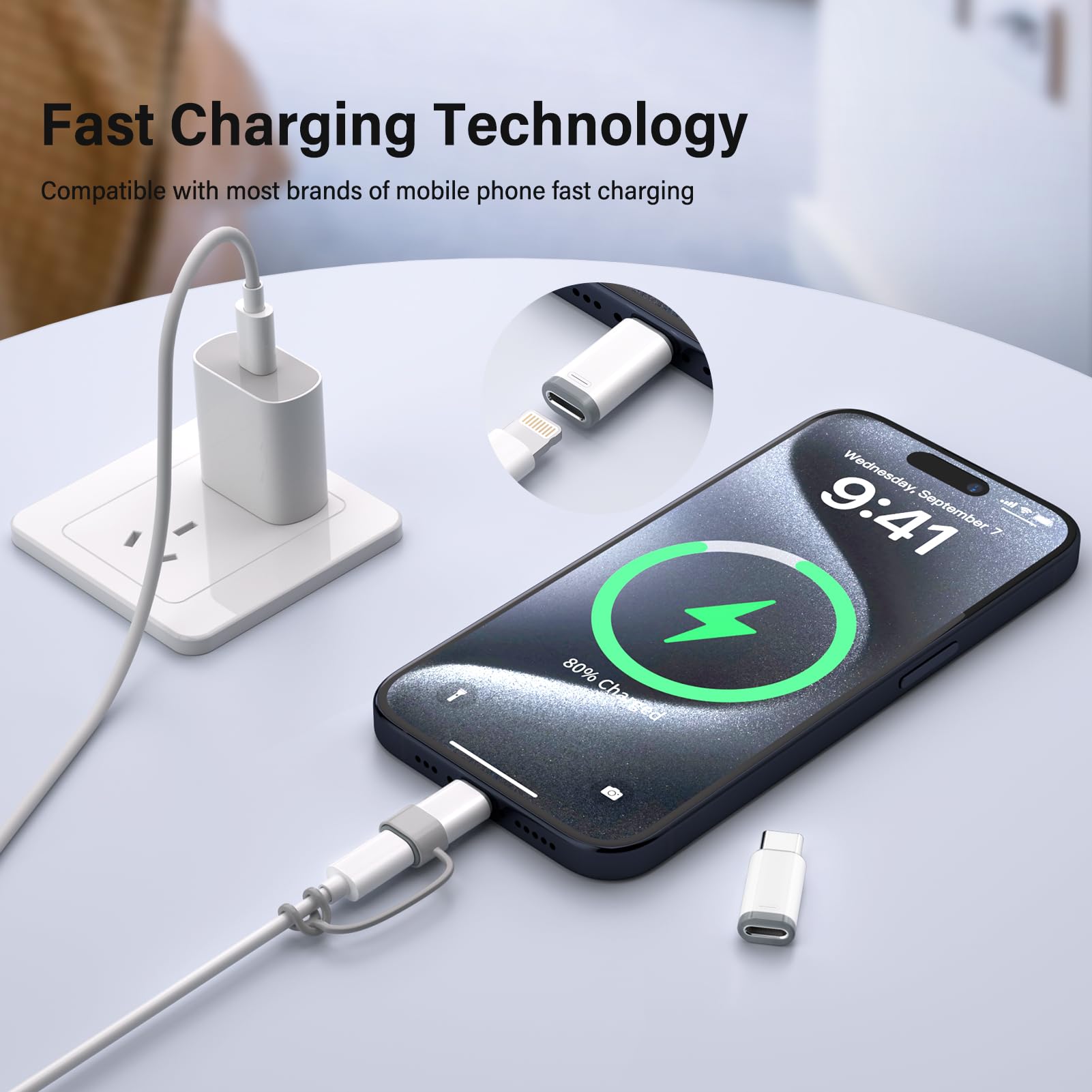 Thousover 4 Pack Lightning to USB-C Adapter for iPhone 15/16/17 Series - Fast Charging & Data Transfer thumbnail 4