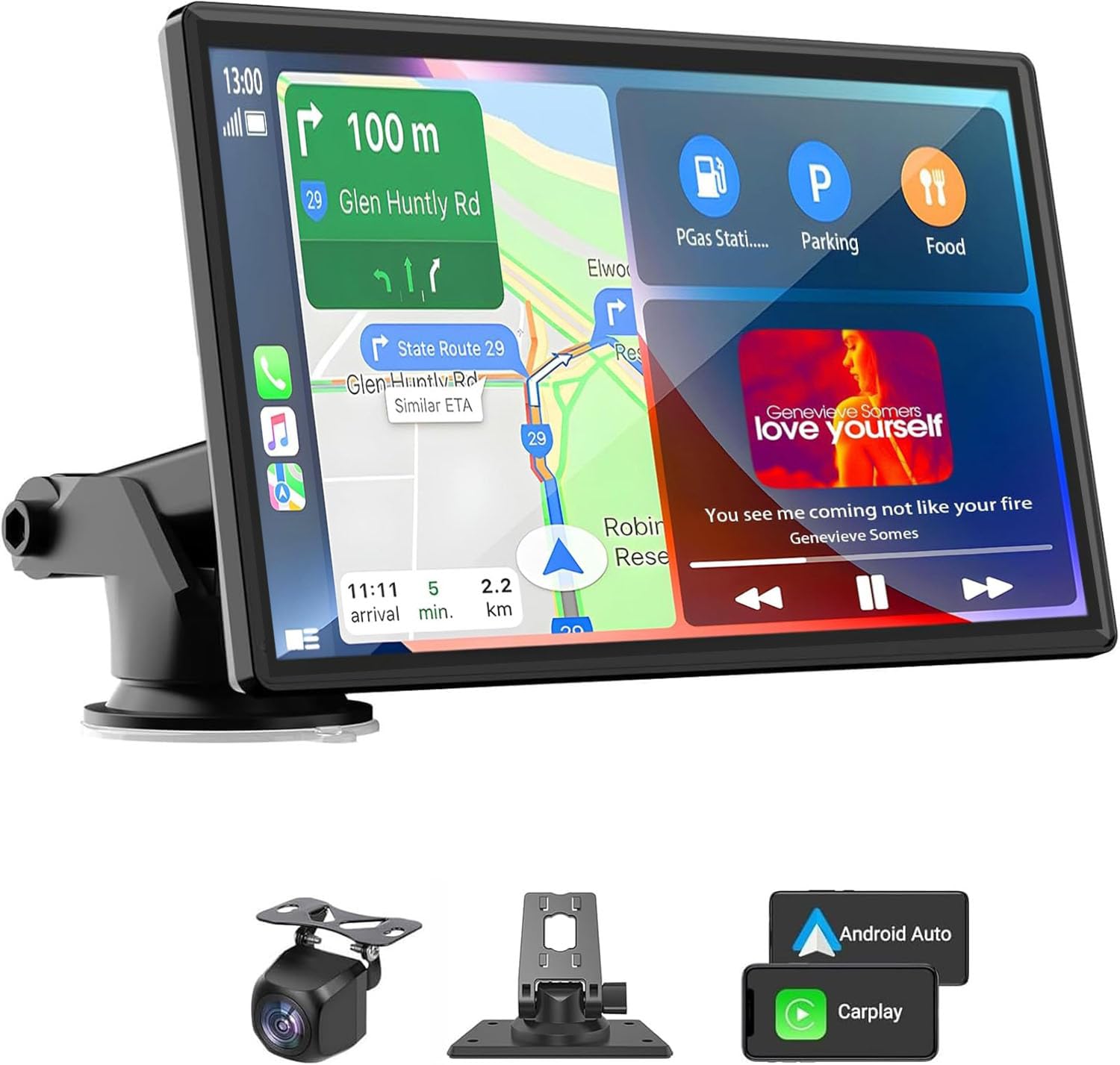 Portable 7" Wireless CarPlay & Android Auto Screen with HD Backup Camera and GPS Navigation thumbnail 3