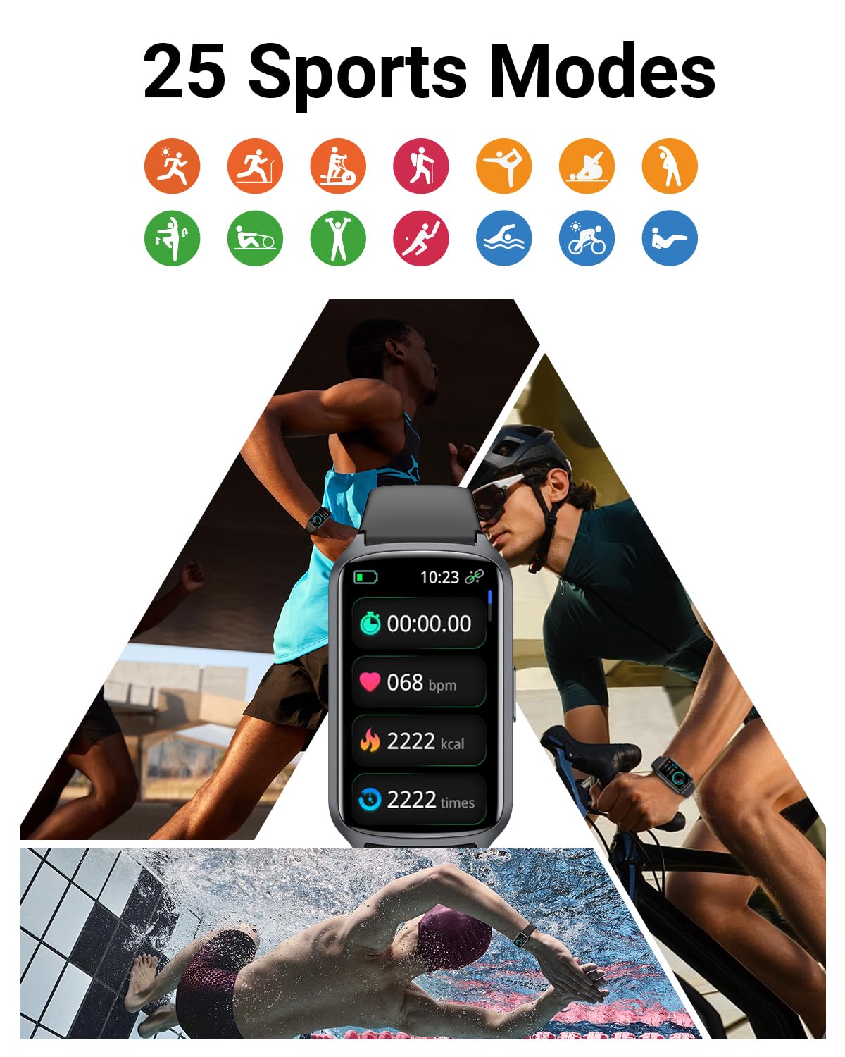 Amzhero Health Fitness Tracker with Heart Rate, Blood Oxygen, Blood Pressure & Sleep Monitoring