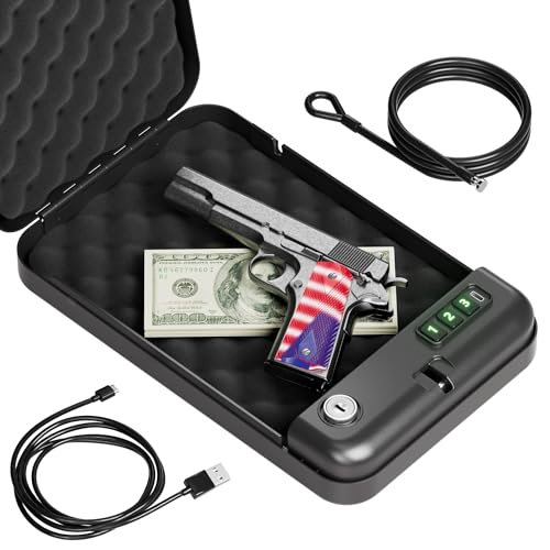 Grimtron Portable Electronic Car Gun Safe with USB-C Emergency Power and Security Cable thumbnail 3
