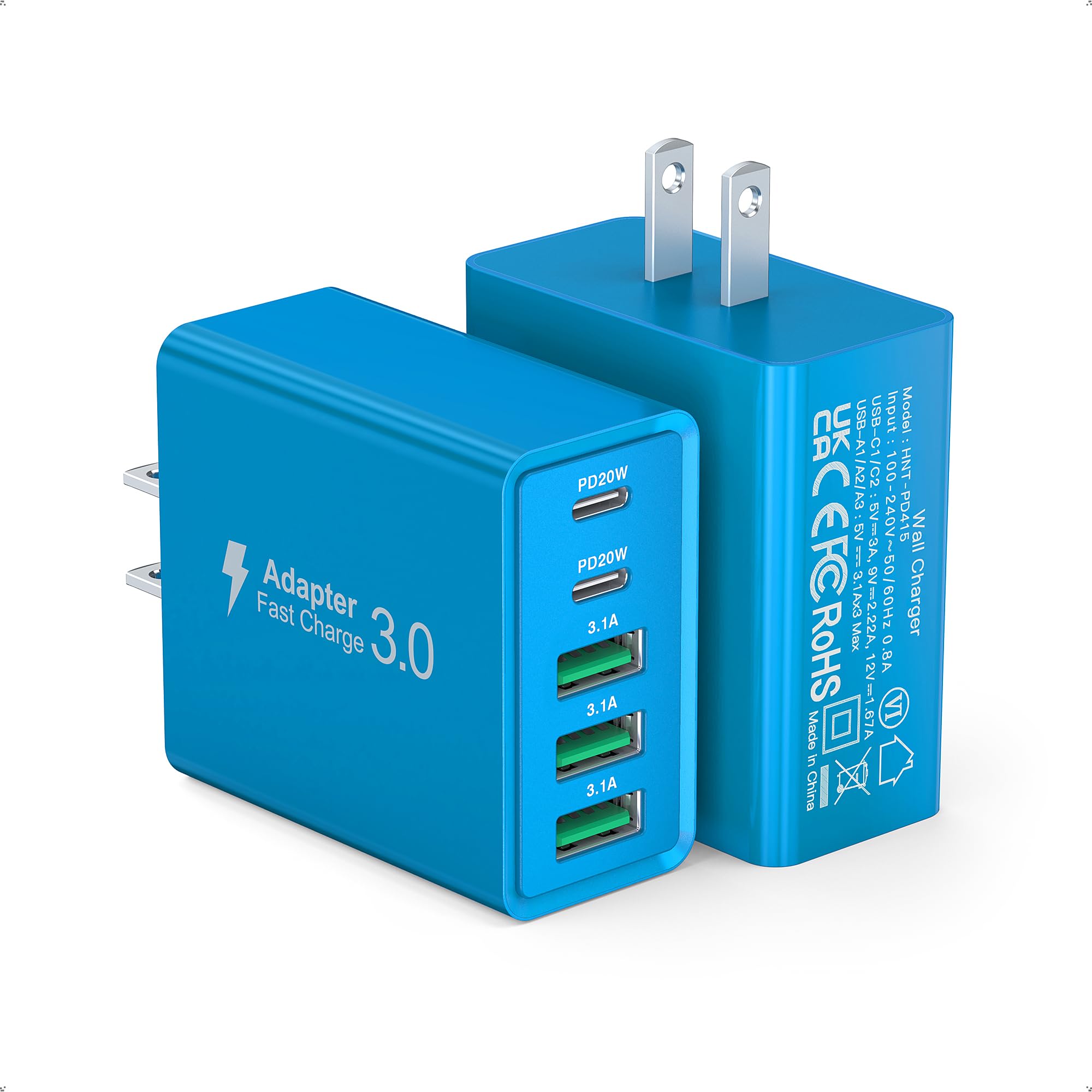 50W USB C Wall Charger 2-Pack with 5 Ports - Fast Charging for Multiple Devices image 1