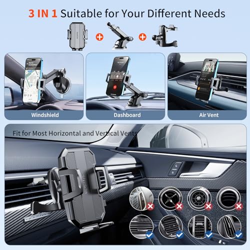SUUSON Upgraded 3-in-1 Car Phone Holder Mount with Powerful Suction thumbnail 2