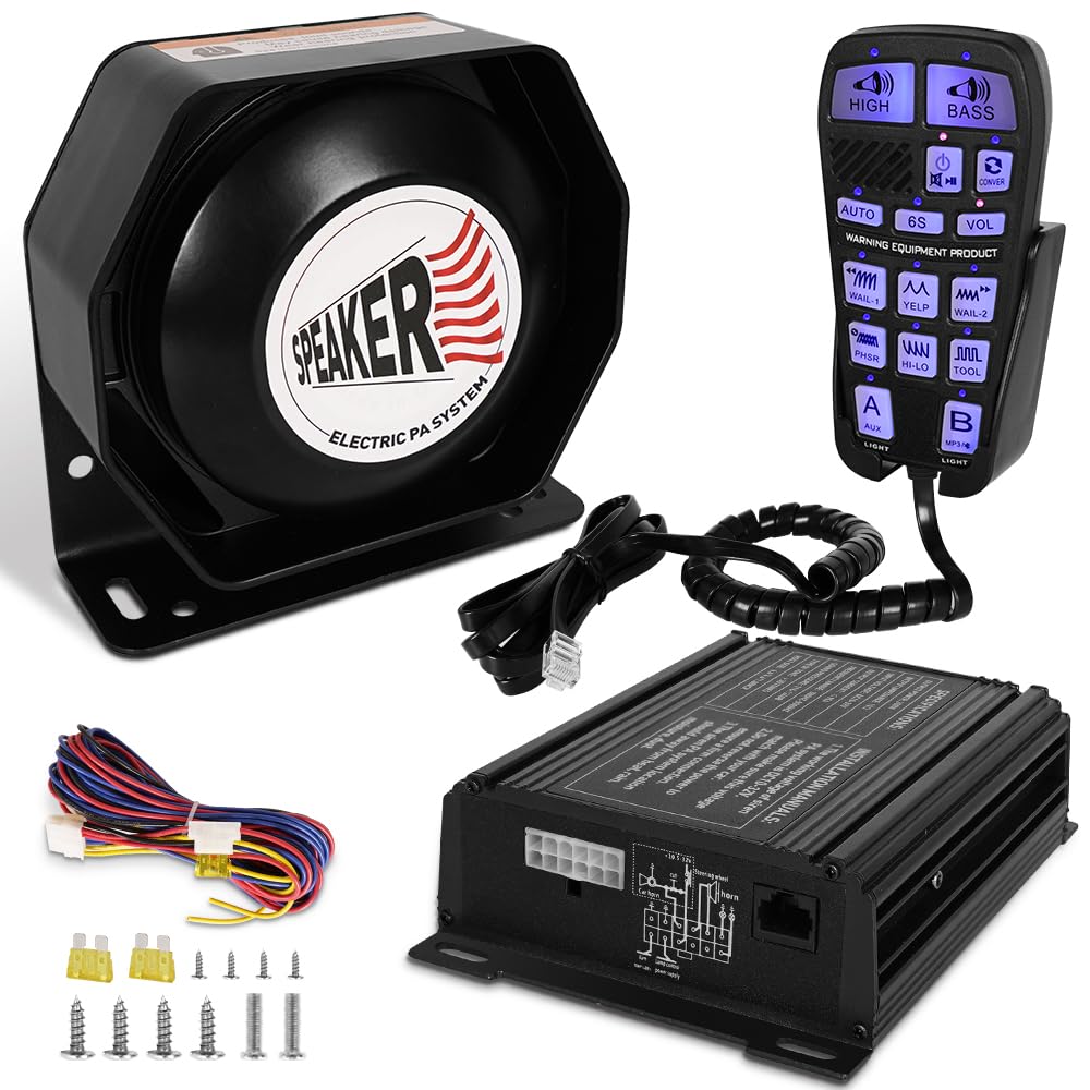 Emergency Siren Speaker 200W Multi-Tones PA System with Handheld Controller & Mic thumbnail 2