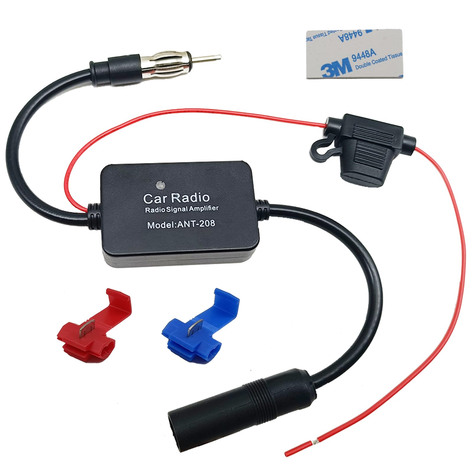 Universal 12V Car cBooster Stereo FM AM Signal Amplifier with DIN Plug Connector Adapter thumbnail 3