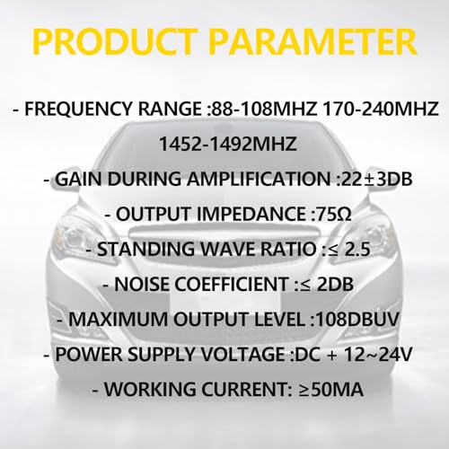 Universal 12V Car cBooster Stereo FM AM Signal Amplifier with DIN Plug Connector Adapter image 1
