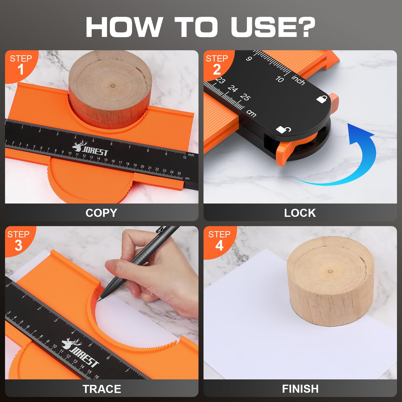JOREST 10-Inch Contour Gauge with Lock – Precision Profiling Tool for Carpentry and Flooring thumbnail 4