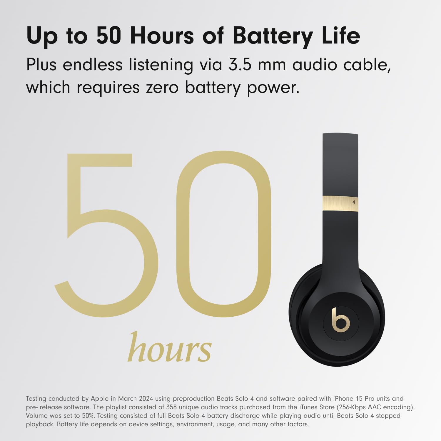 Beats Solo 4 Wireless On-Ear Bluetooth Headphones - Black & Gold thumbnail 3