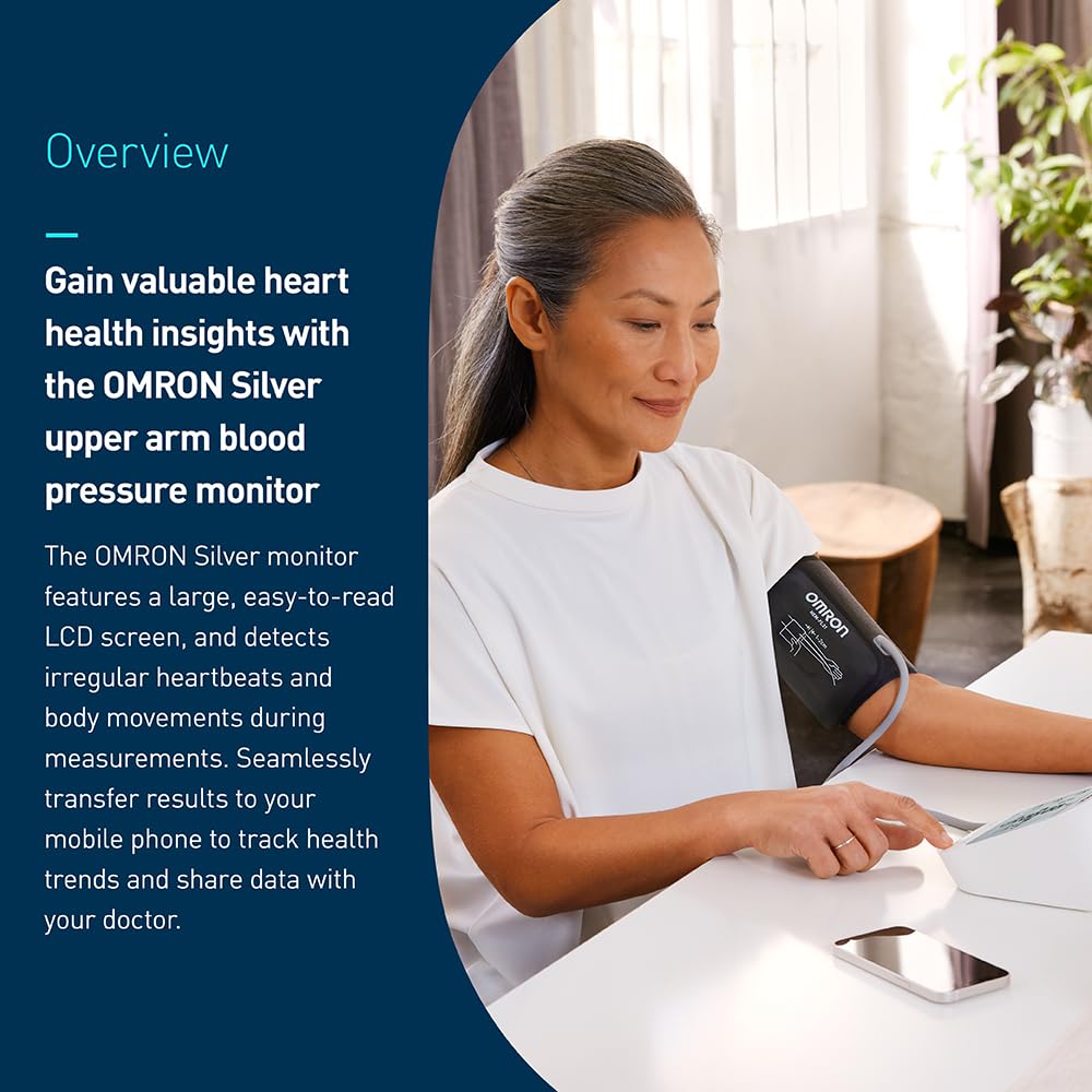OMRON Silver Upper Arm Blood Pressure Monitor - Accurate Home Monitoring with App Connectivity thumbnail 3