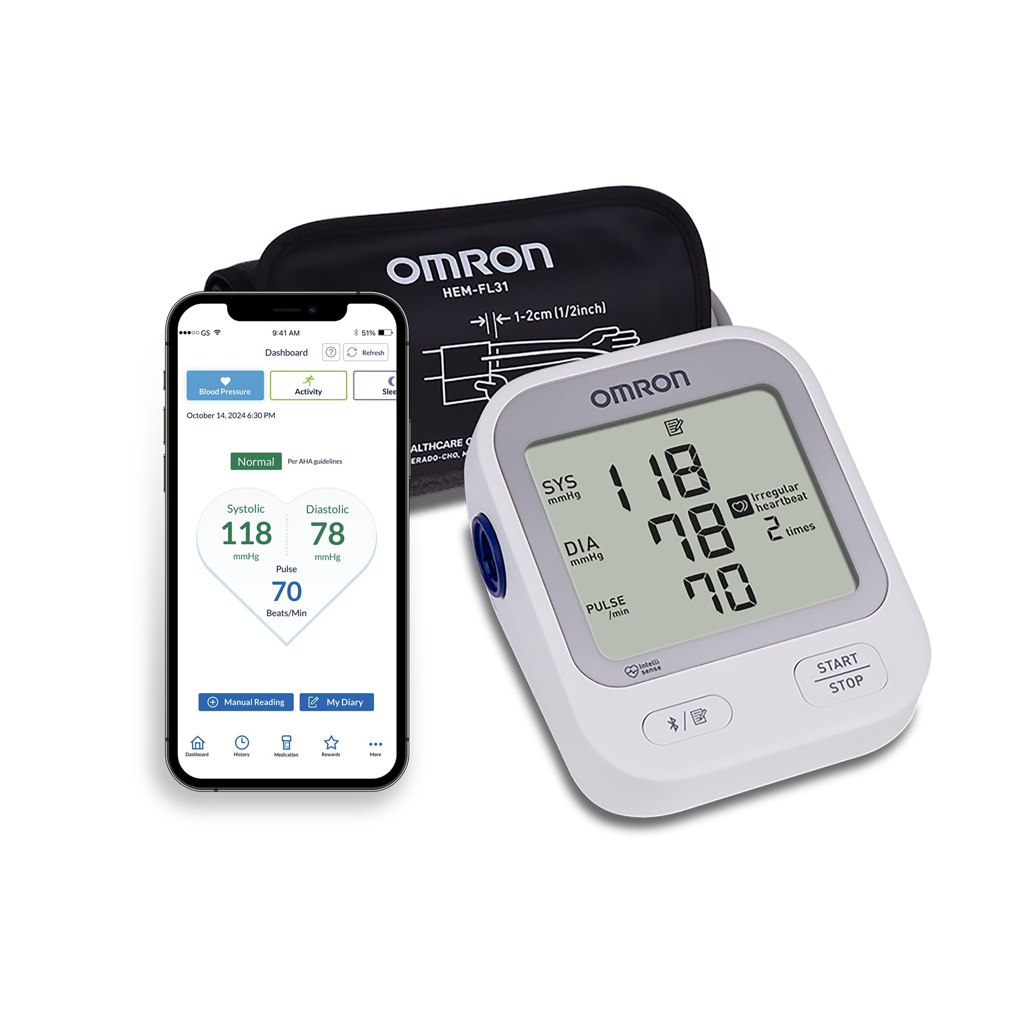 OMRON Silver Upper Arm Blood Pressure Monitor - Accurate Home Monitoring with App Connectivity thumbnail 2