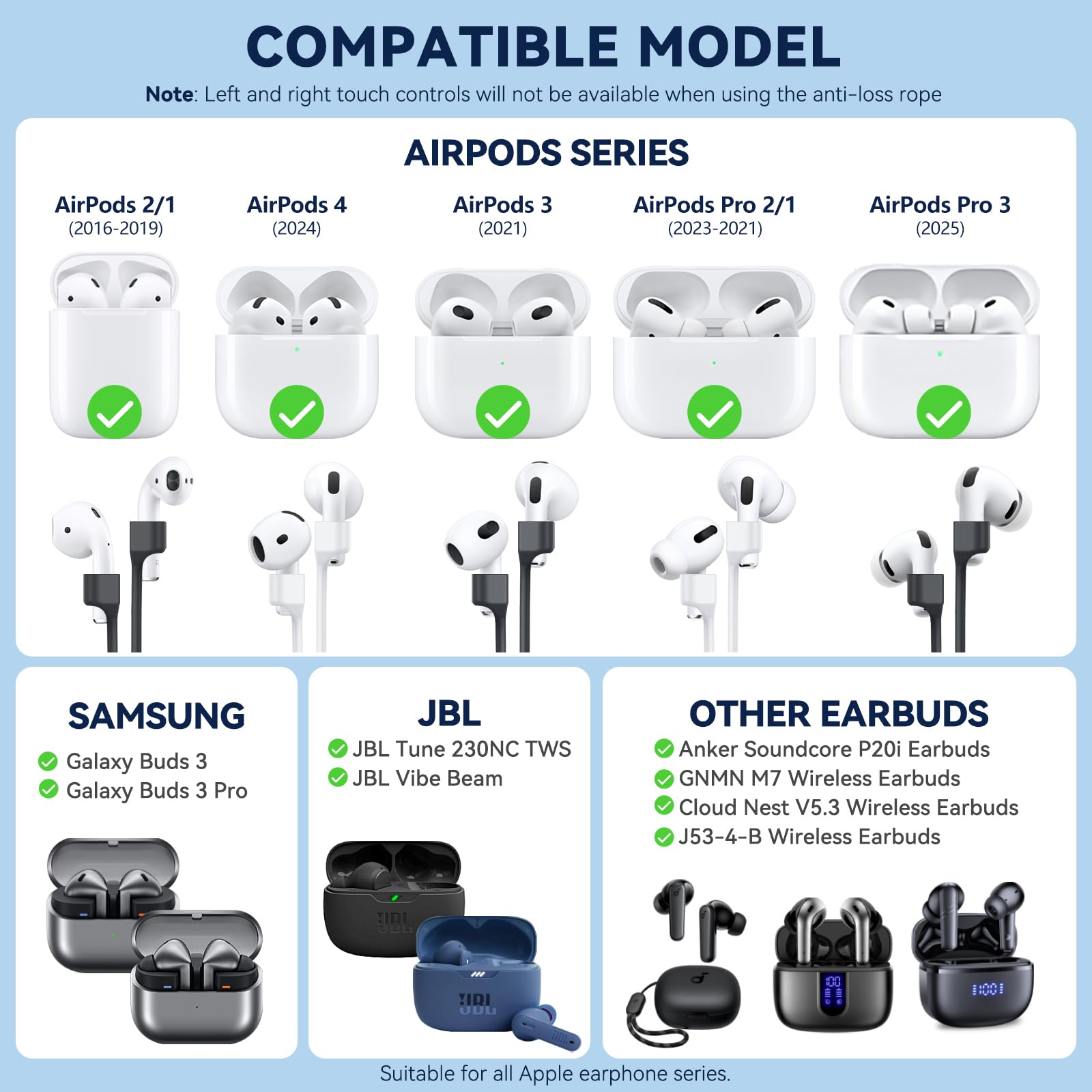 Inesore Anti-Lost Strap for AirPods Pro and AirPods - Secure and Comfortable Silicone Lanyard thumbnail 3