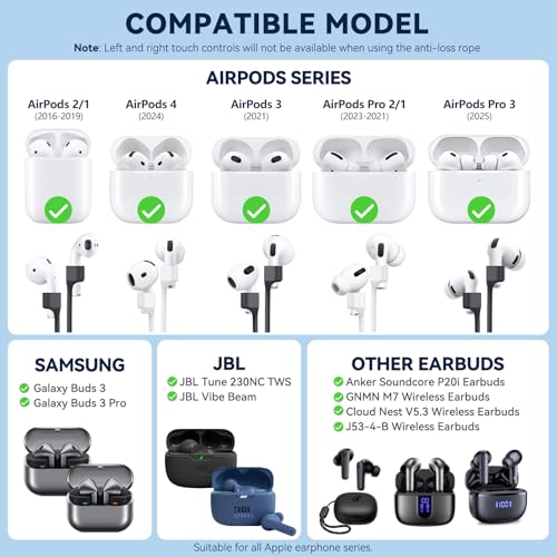 Inesore Anti-Lost Strap for AirPods Pro and AirPods - Secure and Comfortable Silicone Lanyard thumbnail 4